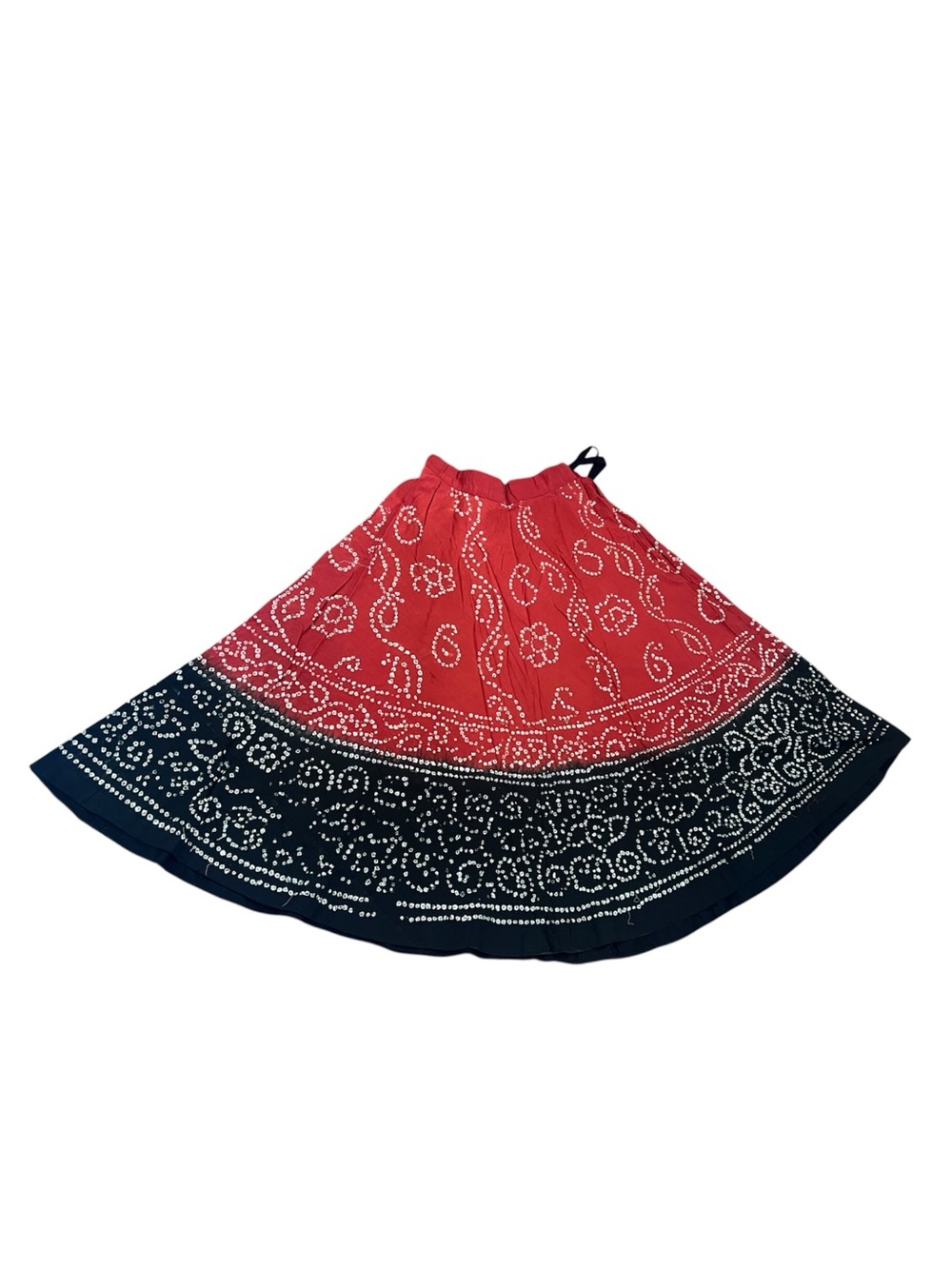 Red and black Bandhani Skirt with Dupatta